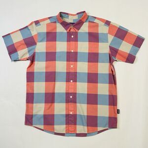 Patagonia Mens Large Button-Front Organic Cotton Multicolor Plaid Check Shirt